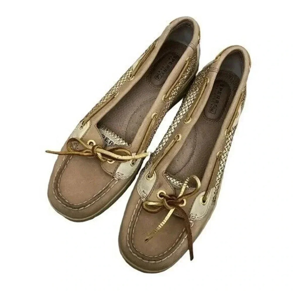 Sperry Topsider Angelfish Brown Leather Metallic Boat Shoe 7 - Picture 1 of 7